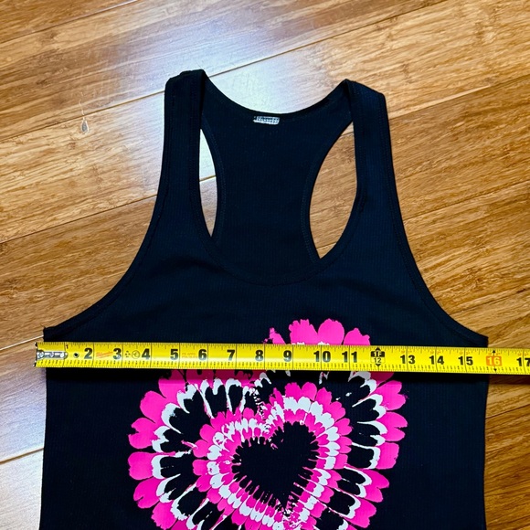 Zumba Love Black Ribbed Tank Top with Pink Heart Design Small Valentine’s Day - Picture 3 of 6